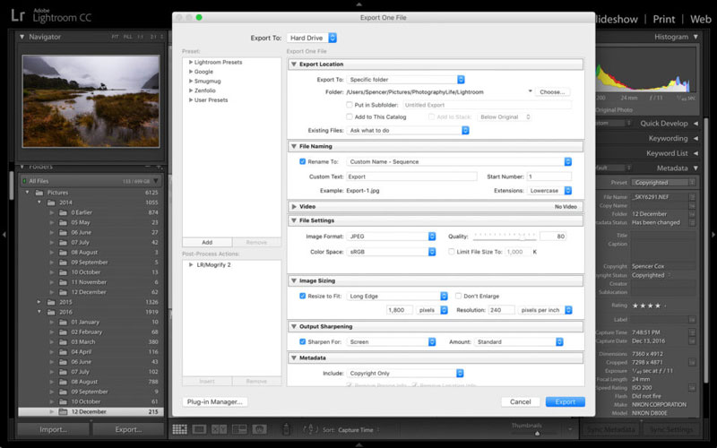 خروجی گرفتن از تصاویر در لایتروم