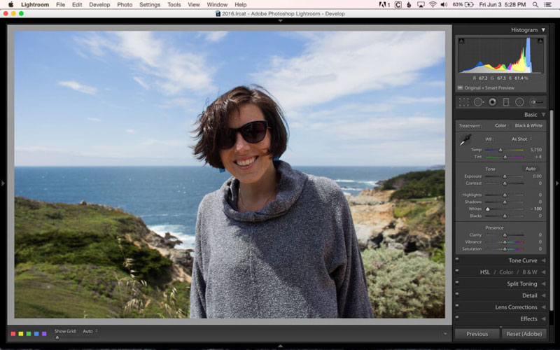 تنظیم روشنایی تصویر در لایتروم