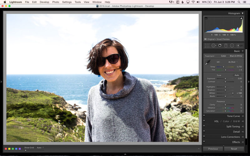 تنظیم روشنایی تصویر در لایتروم