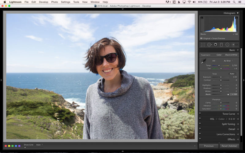 تنظیم روشنایی تصویر در لایتروم