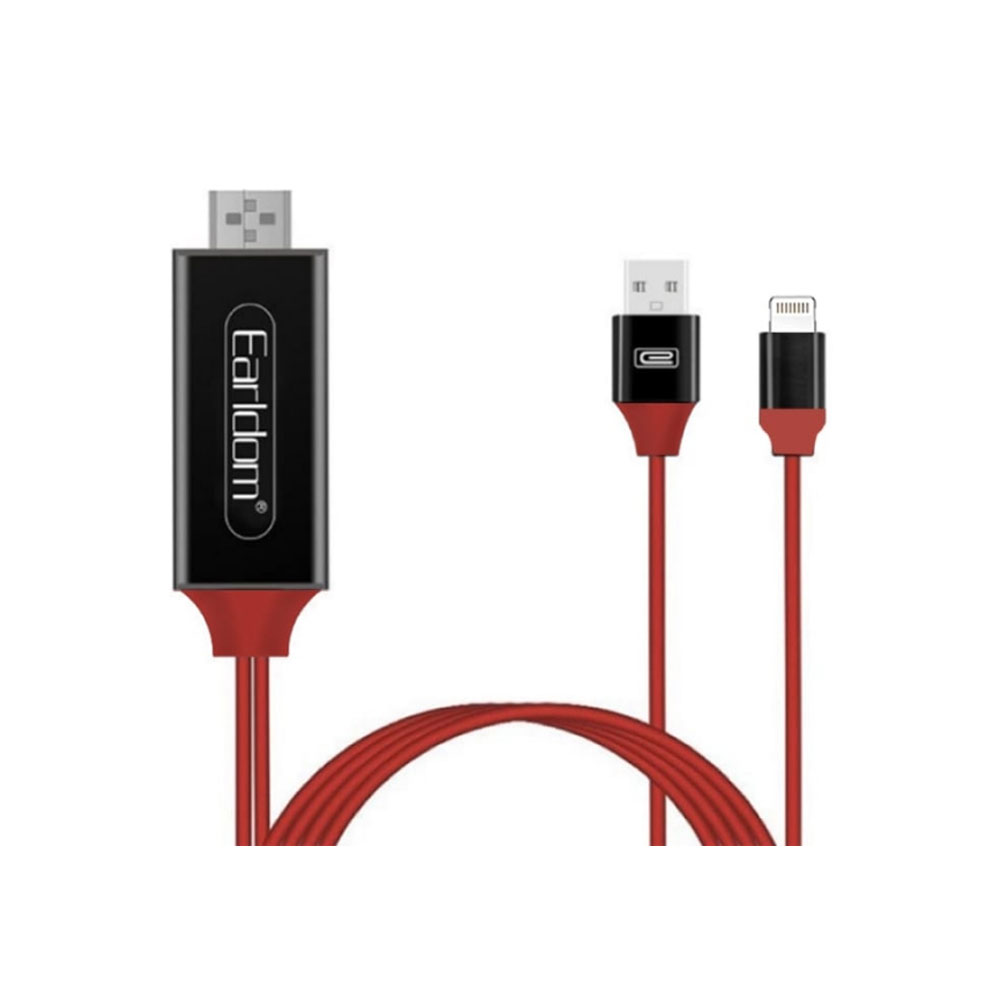 ارسال رایگان | مشخصات فنی + بهترین قیمت برای خرید کابل تبدیل اچ دی ام آی ارلدام Earldom Lightning To HDMI Cable ET-W5 2M ⭐ تخصصی 0217356
