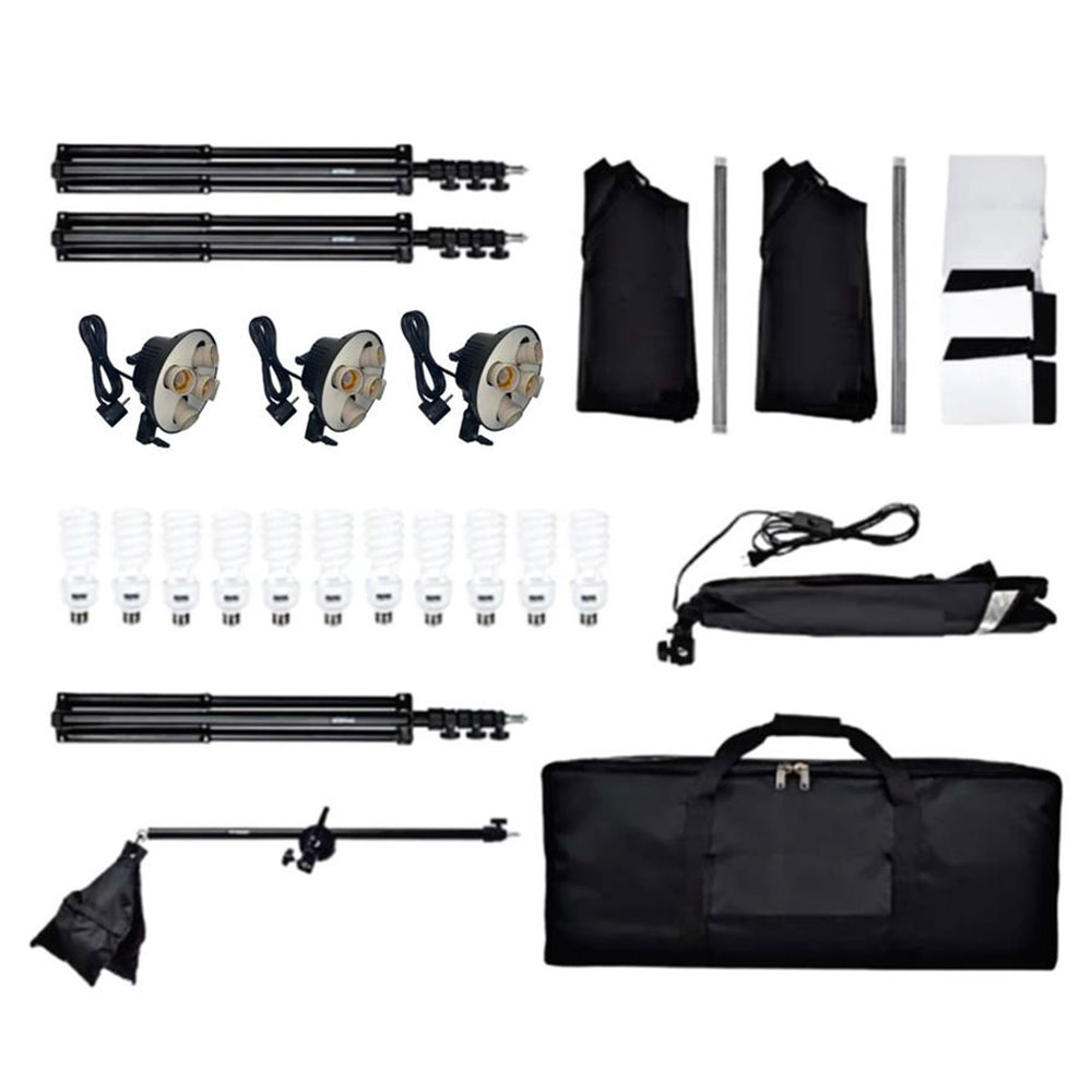 تحویل سریع | مشخصات فنی + بهترین قیمت برای خرید کیت نور ثابت 15 لامپ Diamond Continuous Lighting Kit 15 LAMPS + پایه فون 2x3