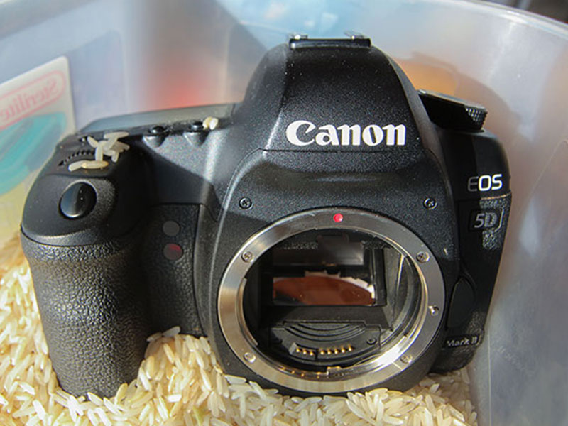 در زمان افتادن دوربین در آب، آن را در برنج بگذارید