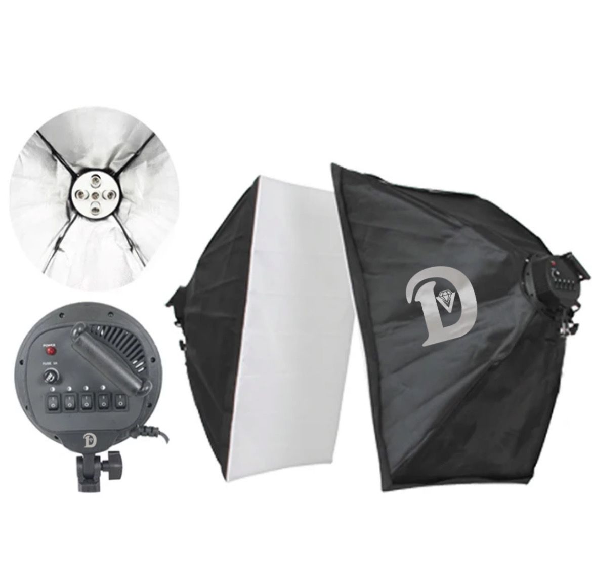 کیت هولدر 5 لامپ سرامیکی Diamond Continuous Lighting 5 Lamps + سافت باکس