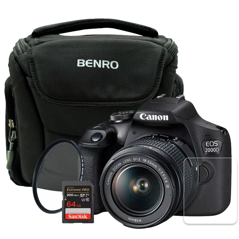 تحویل 1 روزه | مشخصات فنی + بهترین قیمت دوربین کانن Canon EOS 2000D + EF-S 18-55mm IS II همراه با کیت لوازم جانبی + مشاوره تخصصی 0217356