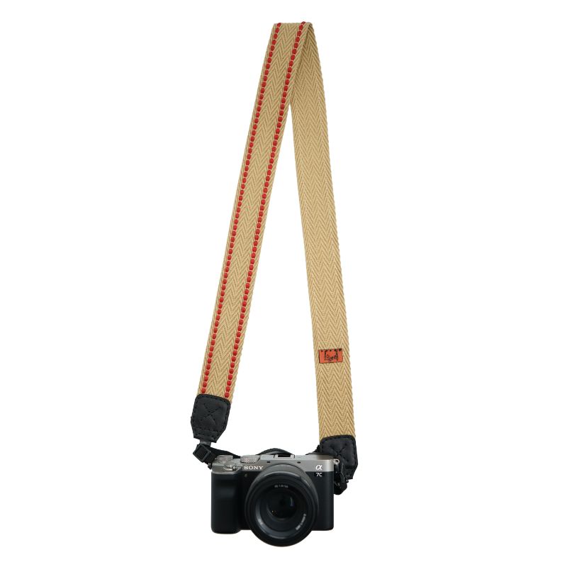 تحویل سریع | مشخصات + بهترین قیمت برای خرید بند دوربین طرح ساده کرم جناقی خط قرمز Bandino Camera neck Strap Red line | مشاوره تخصصی 0217356