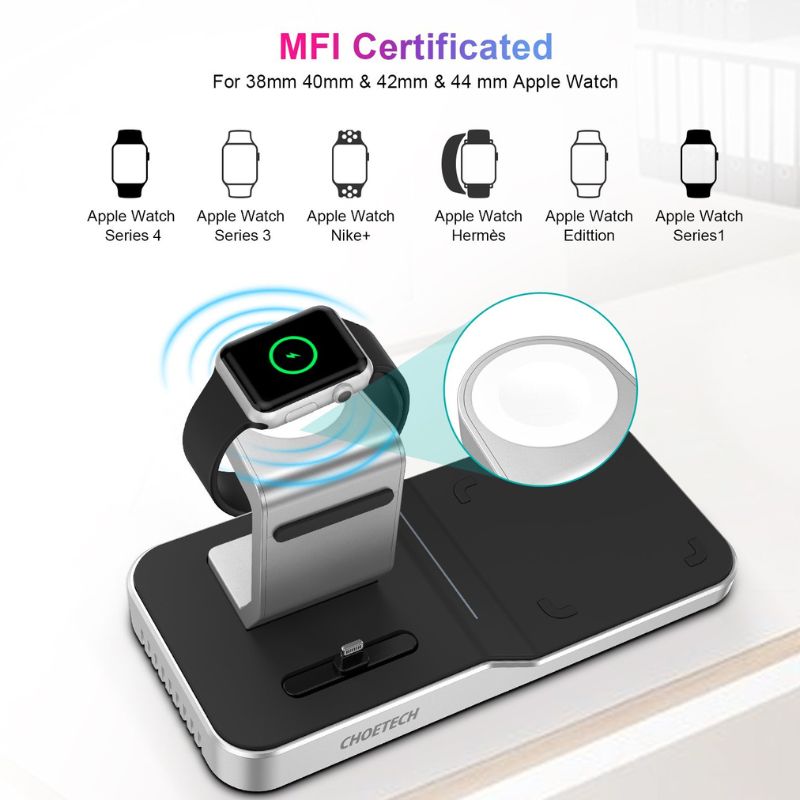 استند شارژر بی‌سیم چویتک Choetech T316 4 in 1 iPhone + Apple Watch