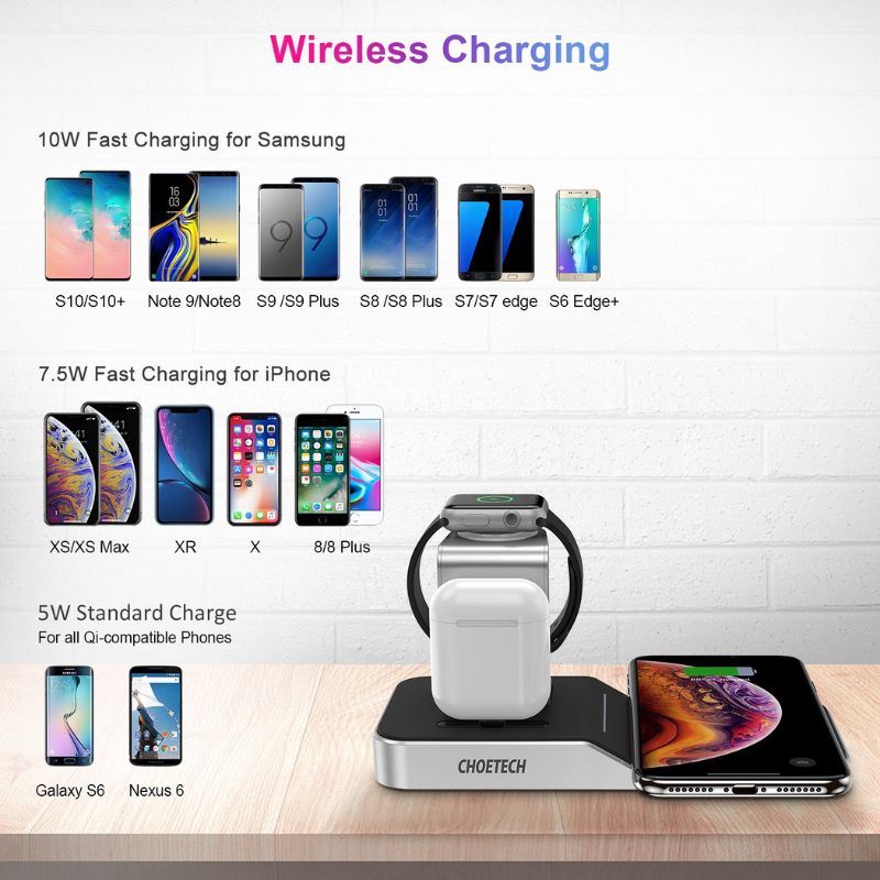 استند شارژر بی‌سیم چویتک Choetech T316 4 in 1 iPhone + Apple Watch