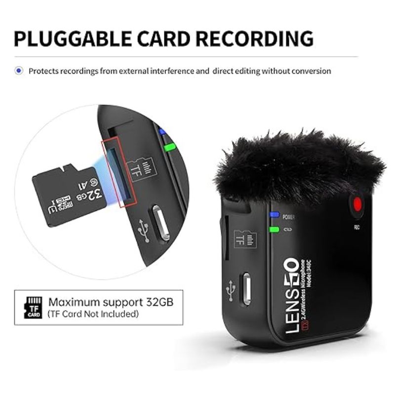 میکروفون بی سیم LENSGO 348C 2.4G Wireless Lavalier Microphone