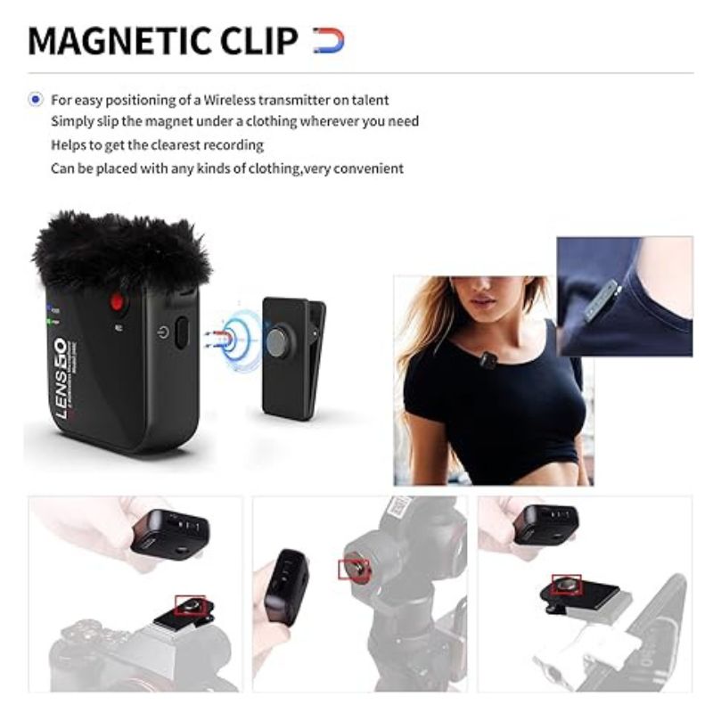 میکروفون بی سیم LENSGO 348C 2.4G Wireless Lavalier Microphone