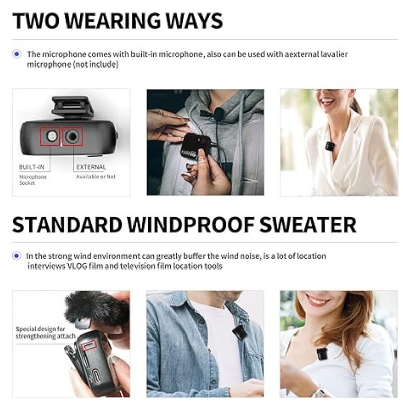 میکروفون بی سیم LENSGO 348C 2.4G Wireless Lavalier Microphone