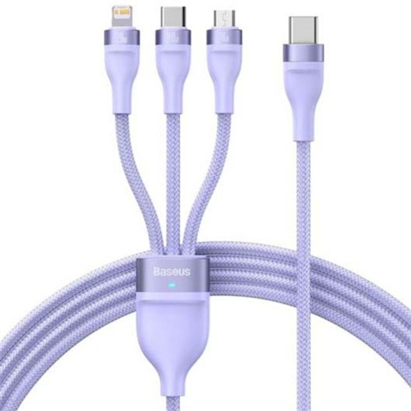 بهترین قیمت برای خرید کابل شارژ سه سر 1.5 متری باسئوس Baseus Flash Series One-for-three Fast Charging Cable نورنگار ☎️0217356
