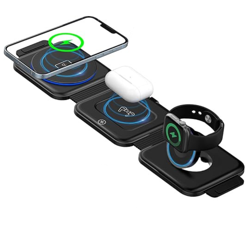 بهترین قیمت برای خرید شارژر بیسیم سه کاره VICHYIE Wireless Charger 3 in 1 with Travel Case Portable | مشاوره رایگان 0217356