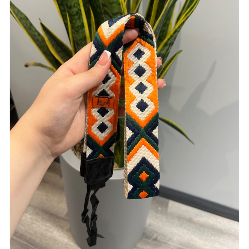 مشخصات + بهترین قیمت برای خرید بند دوربین طرح بوهو سبز نارنجی Bandino Camera neck Strap green orange | مشاوره تخصصی 0217356