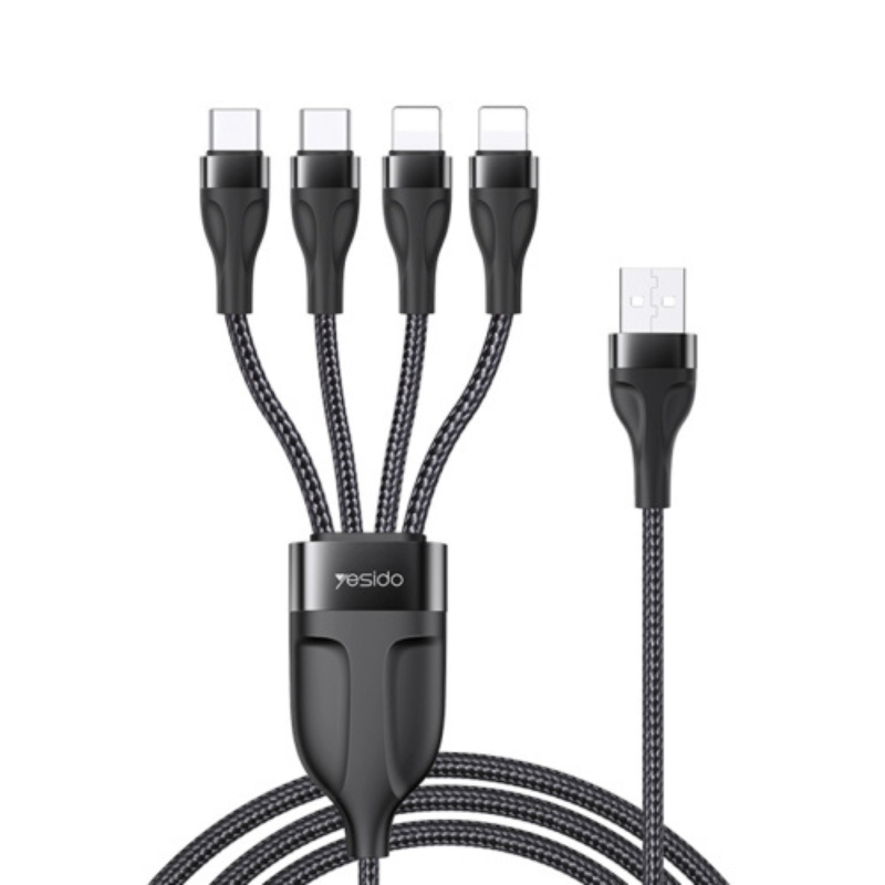 تحویل سریع | بهترین قیمت برای خرید کابل USB به 4 سر TYPE C و یسیدو Yesido CA111 USB To TypeC/Lightning ⭐ مشاوره رایگان 0217356