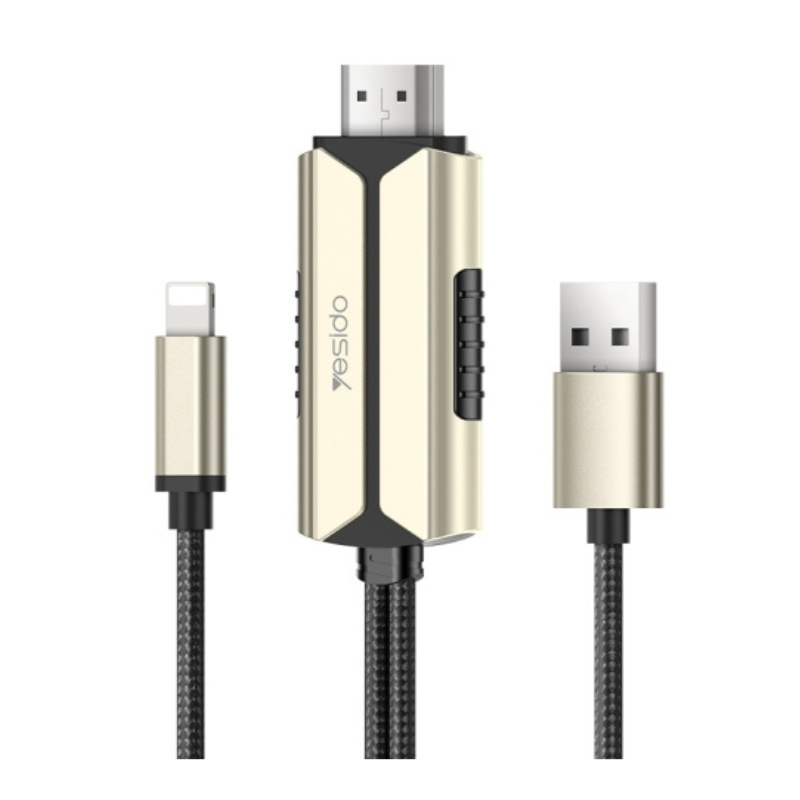 تحویل سریع | بهترین قیمت برای خرید کابل لایتنینگ به HDMI یسیدو Yesido HM12 Lightning To HDMI CABLE 2M ⭐ مشاوره رایگان 0217356