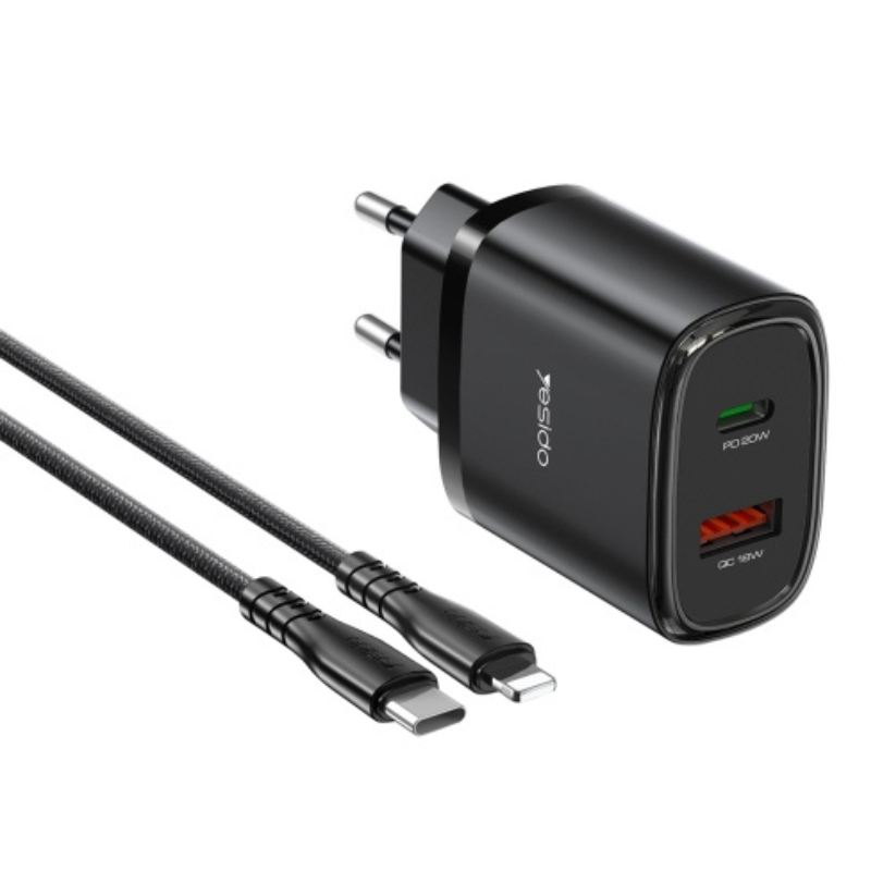 ضمانت سلا مت کالا + تحویل سریع | مشخصات + بهترین قیمت شارژر دیواری فست شارژ یسیدو Yesido YC47 Charger 20W | مشاوره و تخصصی 0217356