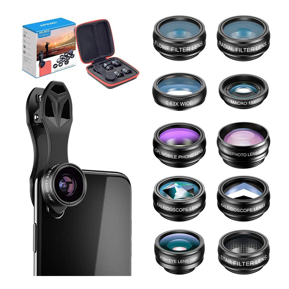 Линзы комплект. Смарт-линза Apexel APL-dg10. Линза объектив Apexel Delux Lens Kit 5 в 1 прищепка APL-dg5h. Apexel wide Angle Lens. Широкоугольная камера в смартфоне.